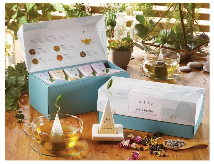 TEA FORTE, “Wellbeing” Tea Tasting Assortment Presentation Box, 20 Tea Infusers