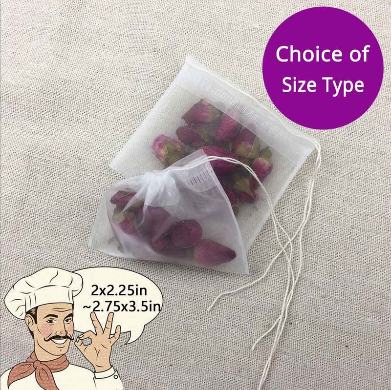 Assorted Sizes Nylon Empty Teabags Loose Herbs Tea Bags with Drawstring
