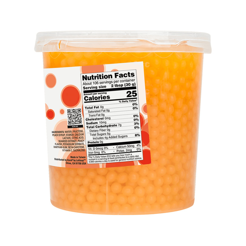 Tea Zone Peach Popping Pearls/ Bursting/ Popping Boba(B2061, 7 lbs) for Boba Tea gallery