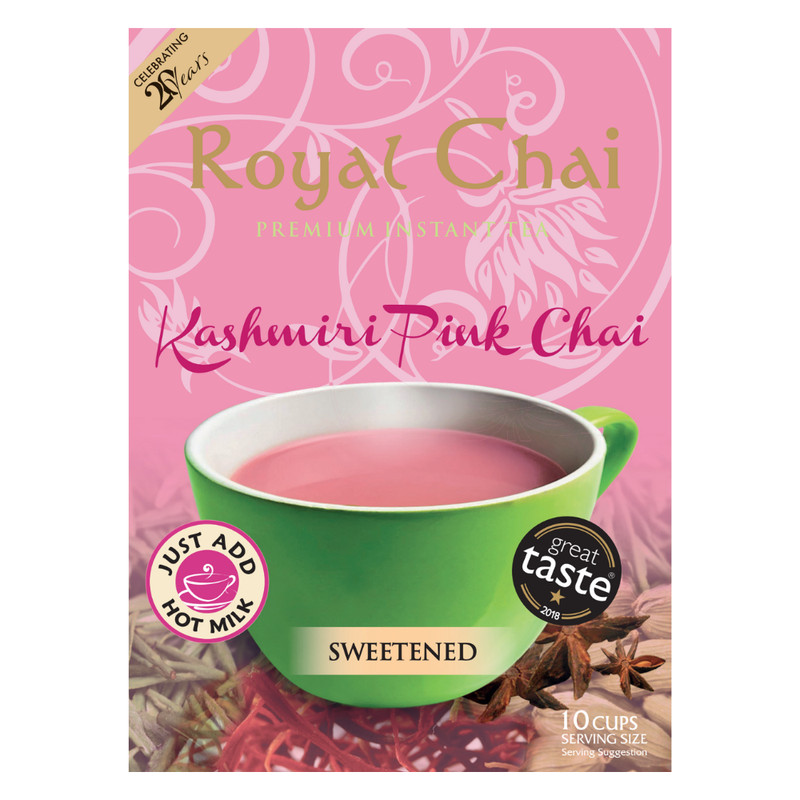 ‎Royal Chai Kashmiri Pink Chai Sweetened 10 Count Single Box Premium Instant Tea