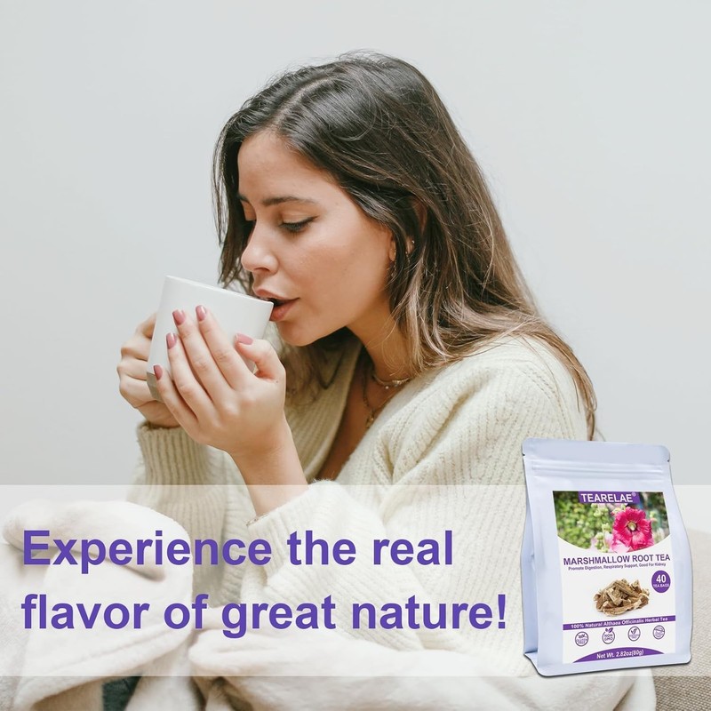 Marshmallow Root Tea Bags - 40 Count | Caffeine-Free Herbal Remedy gallery
