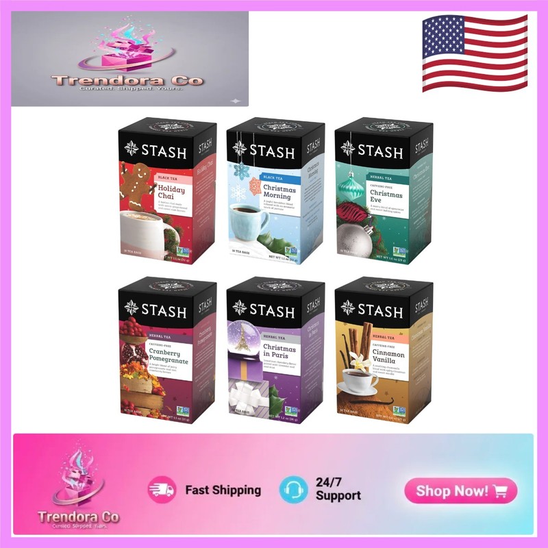Holiday Tea Variety Pack – 6 Non-GMO Sampler Boxes with 108 Teabags