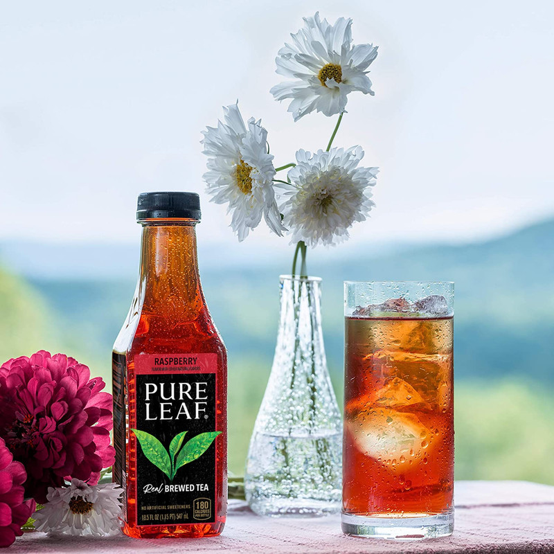 Pure Leaf Iced Tea, Raspberry, Real Brewed Tea, 18.5 Fl Oz Bottles (Pack of 12) gallery