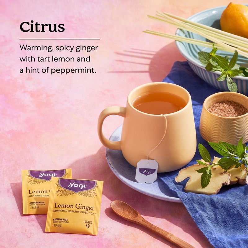 Yogi Tea - Lemon Ginger Tea (4 Pack) Caffeine Free - 64 Organic Herbal Tea Bags gallery