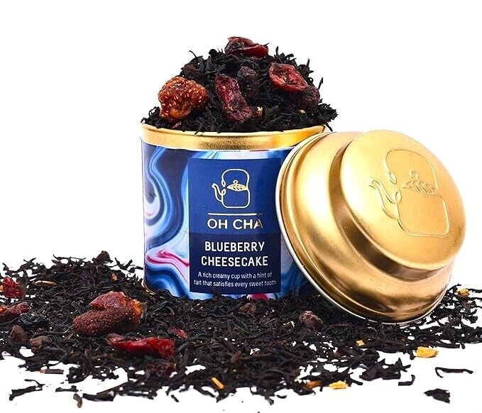CHA – Blueberry Cheesecake Flavoured Tea, 35gms Brew Hot or Ice Tea, Dessert Tea