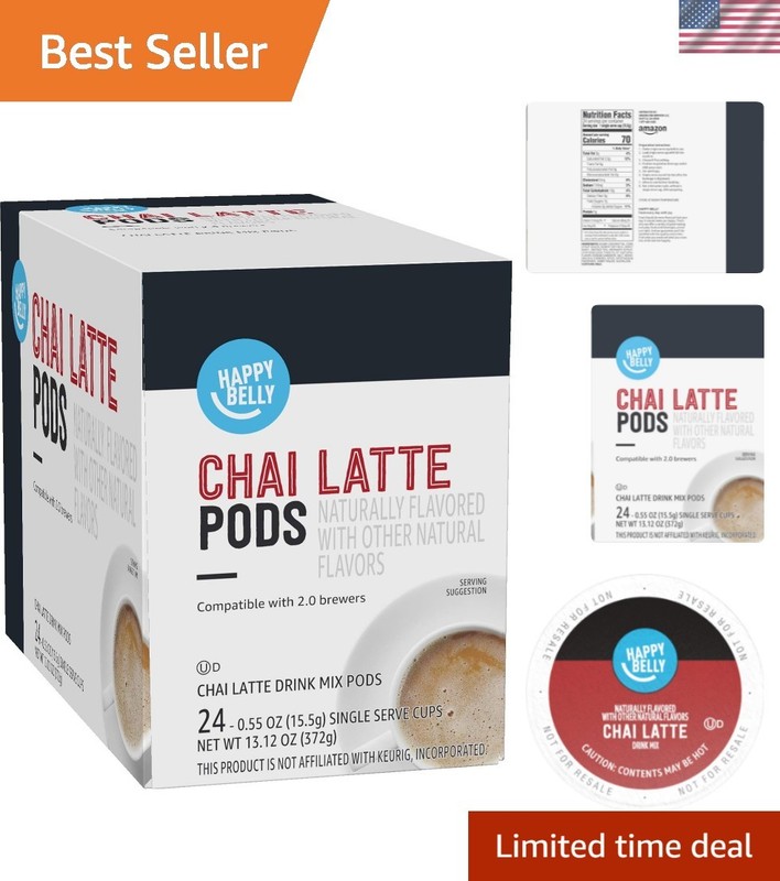 Chai Latte Tea Pods – 24 Count Compatible with K-Cup Brewers – Experience Luxury