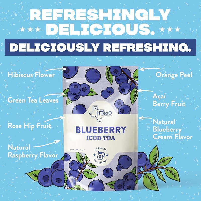 Blueberry Green Tea Packets – Makes 4 Gallons of Naturally Sweet Texas-Style ... gallery