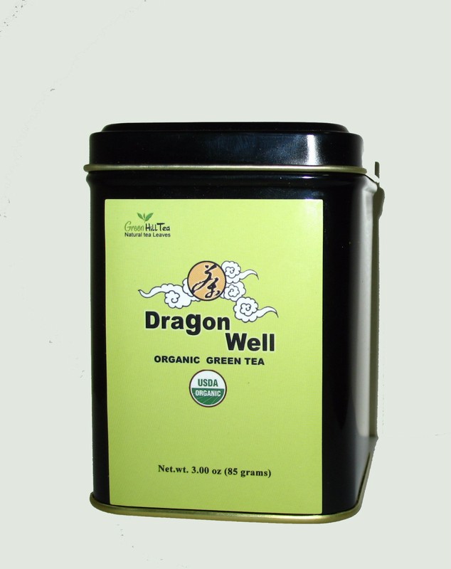 Dragon Well Premium Green Tea Organic Green Tea loose Leave tea 3 OZ TIN 1 Piece