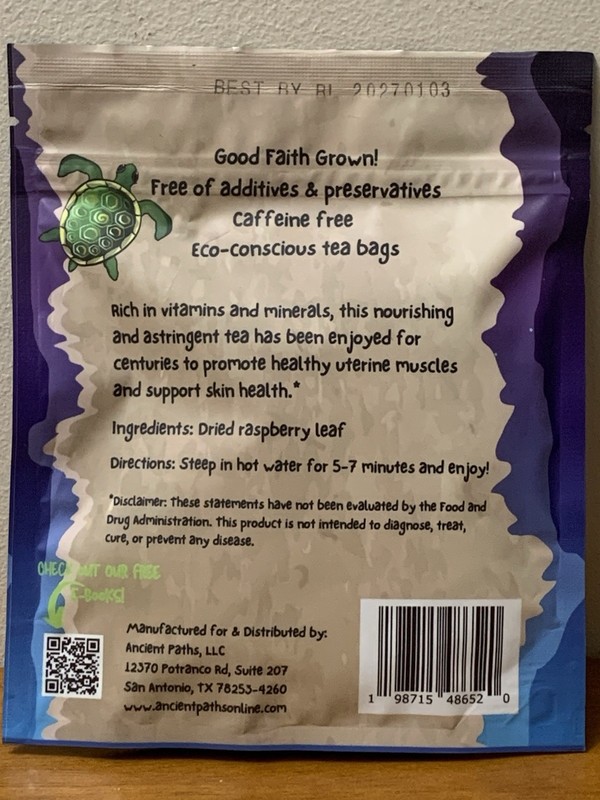 Ancient Paths Dried Raspberry Leaf Herbal Tea 20 Sachets EXP 2027/01/03 Sealed gallery