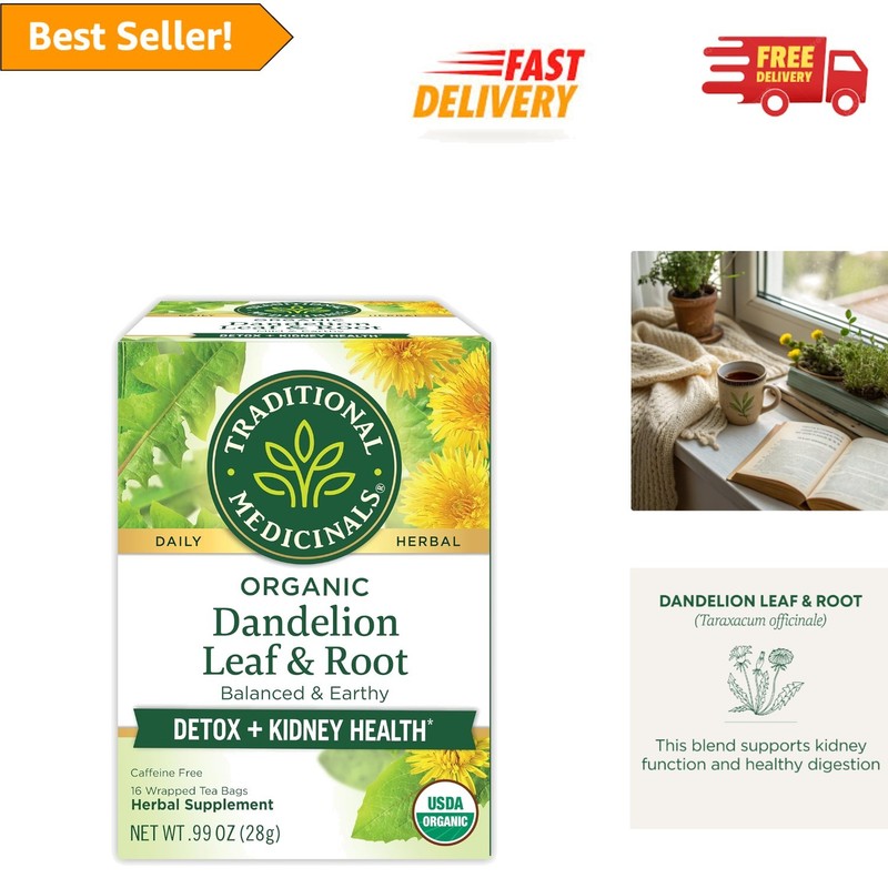 16 Count Dandelion Root Tea Bags – Caffeine-Free Detox & Digestion Helper