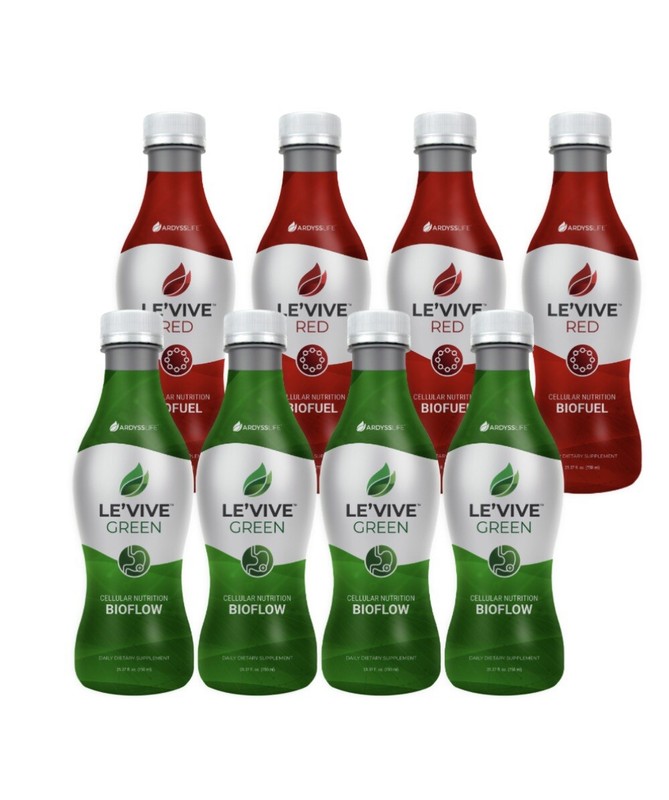 4 ARDYSS LE VIVE GREEN & 4 LEVIVE RED DIETARY SUPPLEMENT JUICE 750ML EACH