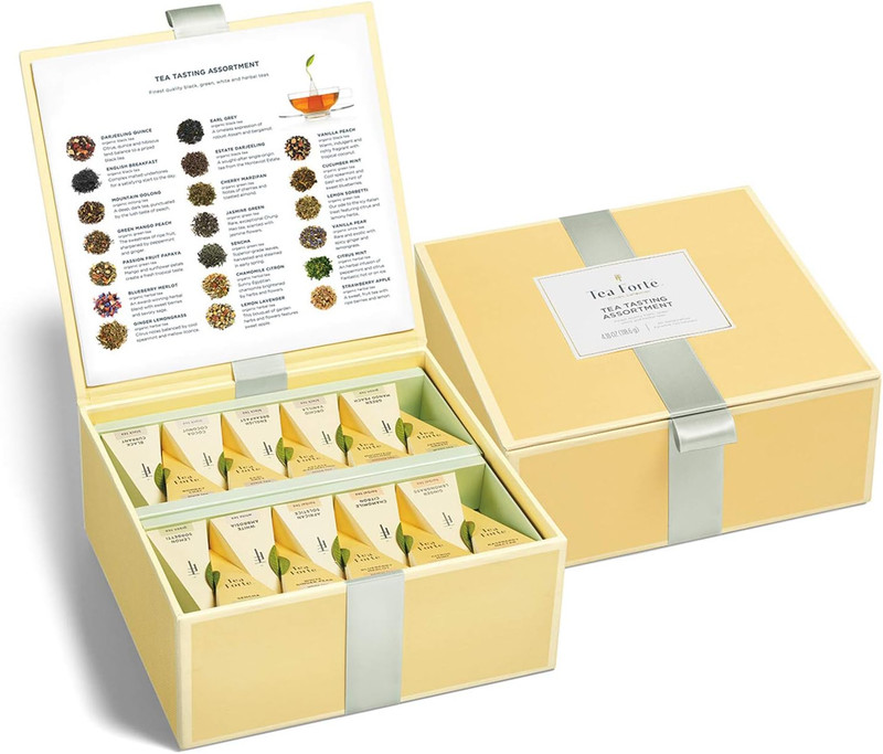 Organic Assorted Variety Tea Sampler, Tea Tasting Tea Chest Gift Box with 40 Han