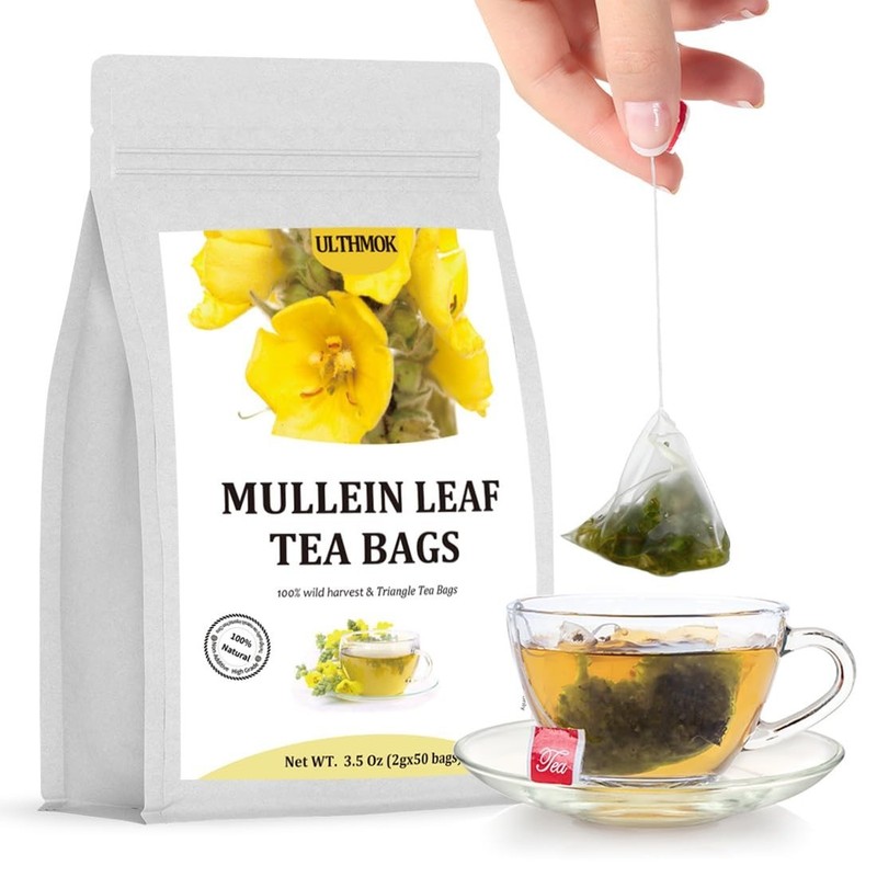 Natural 50 Count Mullein Leaf Tea - Wild Harvested for Lungs & Respiratory Care gallery