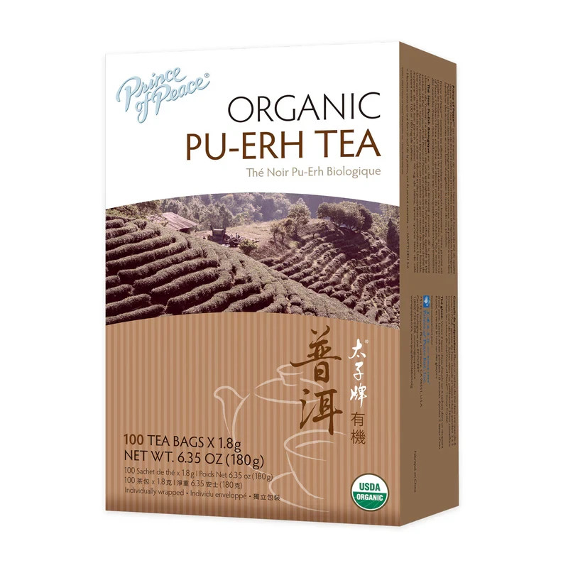 Prince of Peace 100% Organic Pu-Erh Tea 6.35 Oz / 180g, 100 Tea Bags (Pack of 3)