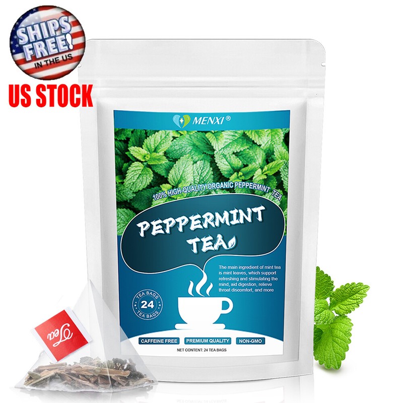Pure Peppermint Tea - No Stem, 100% Natural Herbal Tea, 24 bags, Caffeine Free