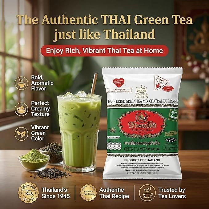 Chatramue Green Tea Mix Extra Green Formula Number One Brand , Re-Fill Bag 180g gallery