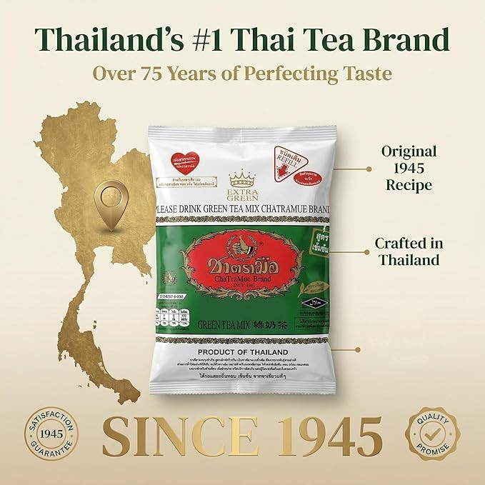 Chatramue Green Tea Mix Extra Green Formula Number One Brand , Re-Fill Bag 180g gallery