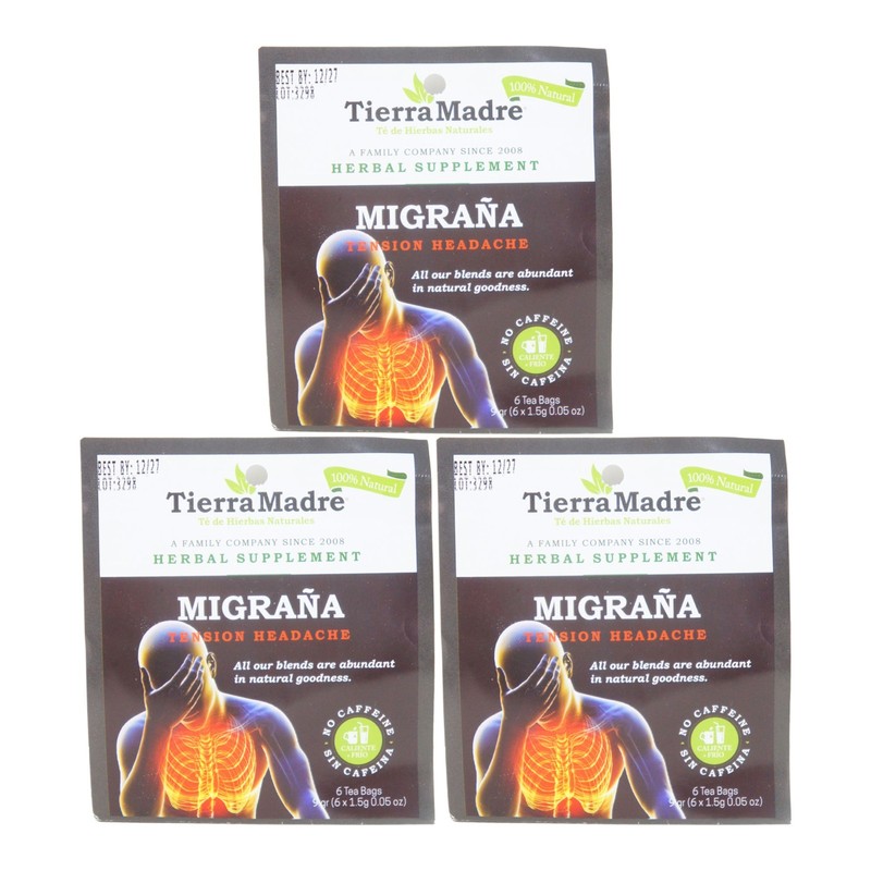 Tierra Madre Tension Headache Migraine Herbal Supplement Tea – 1.5G (3 Pack)