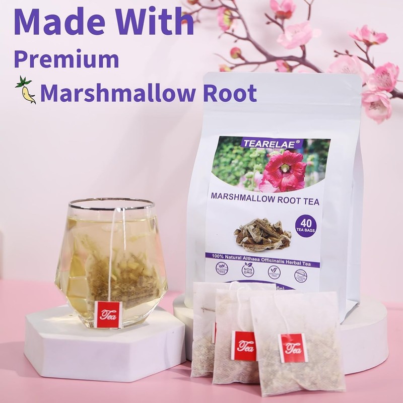 Marshmallow Root Tea Bags - 40 Count | Caffeine-Free Herbal Remedy gallery