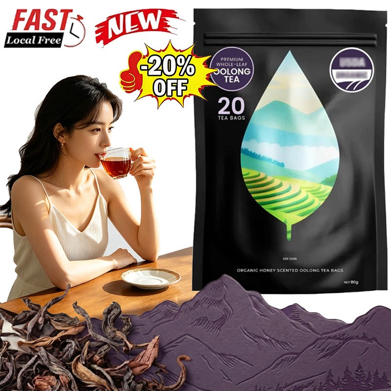PiPi Tea Organic Oolong Tea Bags – Whole Leaf, 20 Bags (4g Each) – Cortisol & Ca