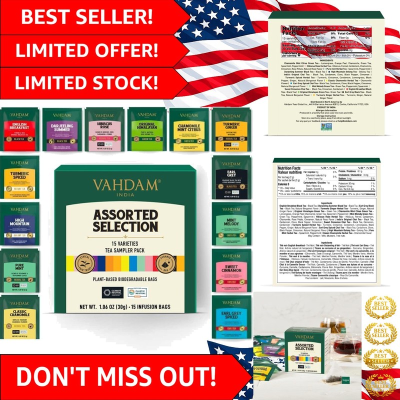 Ethically Sourced 15 Variety Tea Sampler – Pyramid Bags for a Refined Experience