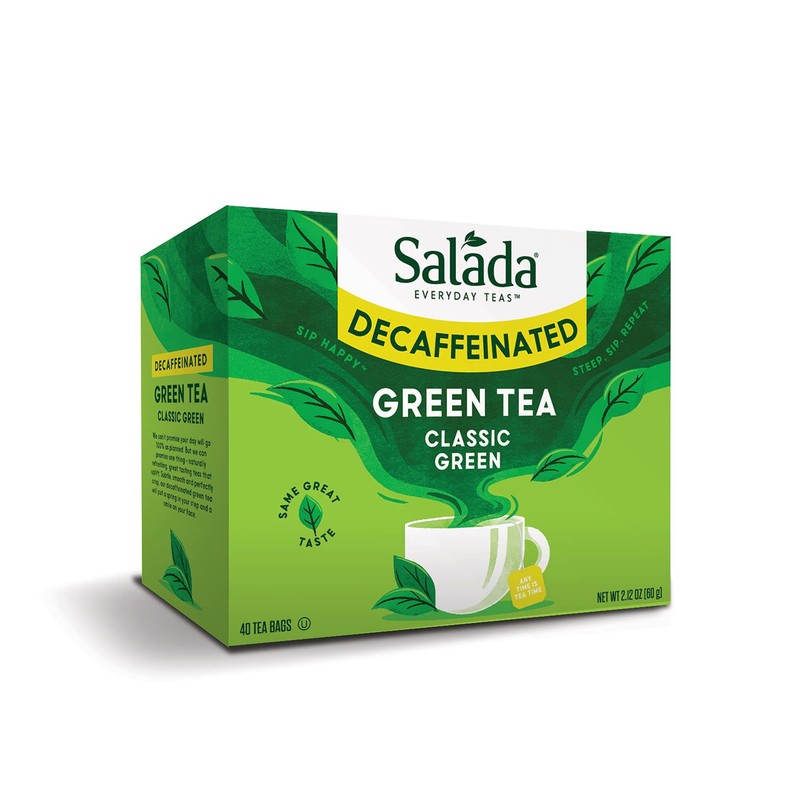 Salada Decaffeinated Green Tea Bags 40 Count Smooth Flavor Zero Calories