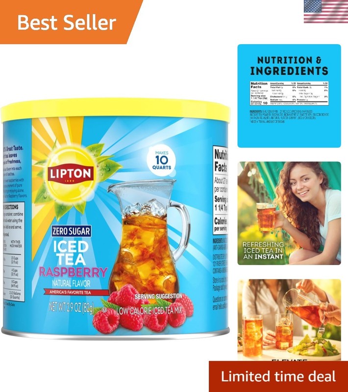 Delicious Sugar-Free Raspberry Iced Tea Mix - 2.9 Oz for Refreshing Sips