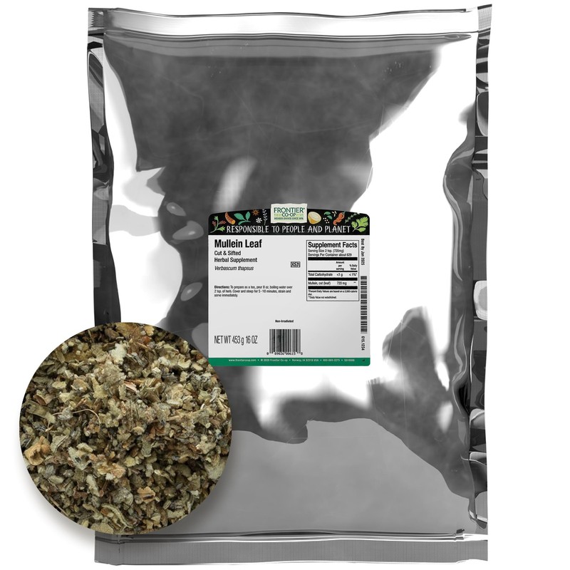 Frontier Co-op Mullein Leaf, Cut and Sifted – Dried 16 Ounce (Pack of 1)