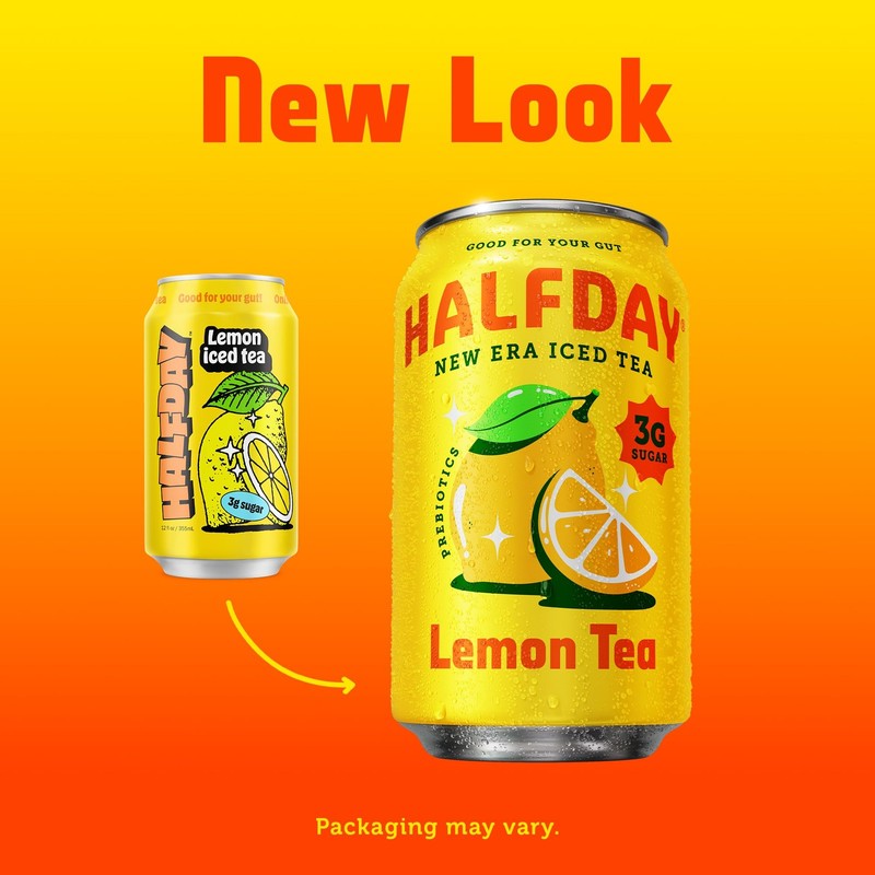 HALFDAY Prebiotic Iced Tea Lemon, Peach Green Tea Variety Pack, Supports Dig... gallery