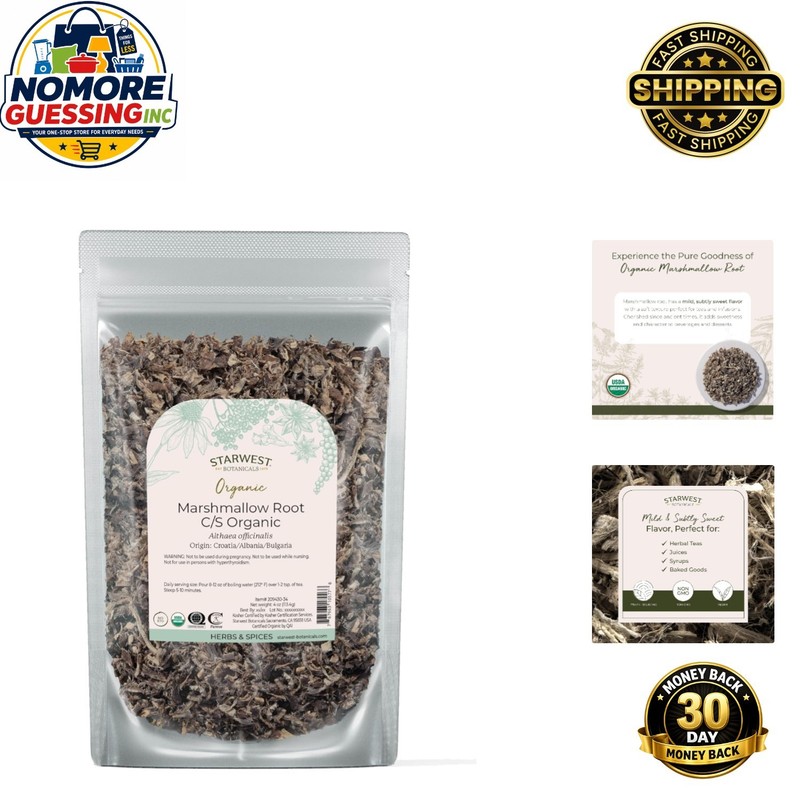 Organic Marshmallow Root – Cut & Sifted Herbal Tea | 4 oz Pouch