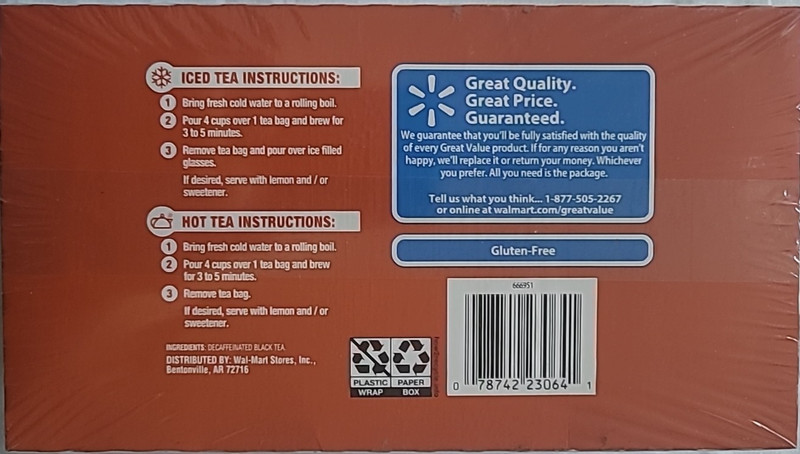 Great Value Decaffeinated Iced Tea, Tea Bags, 48 Ct,New gallery