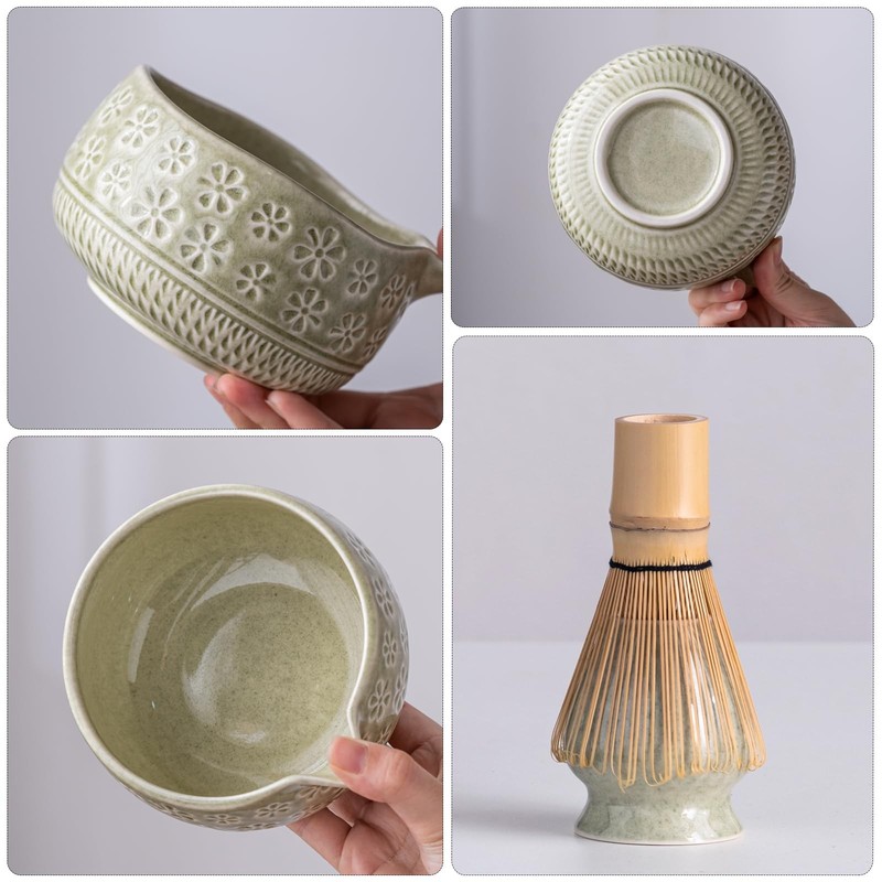Matcha Whisk Set, Ceramic Matcha Kit Set Includes Matcha Bowl, Matcha Whisk a... gallery