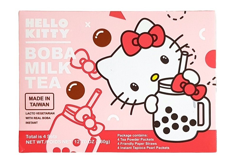 Hello Kitty Boba Milk Tea ( 4 Sets ) Vegetarian Yummy Drink