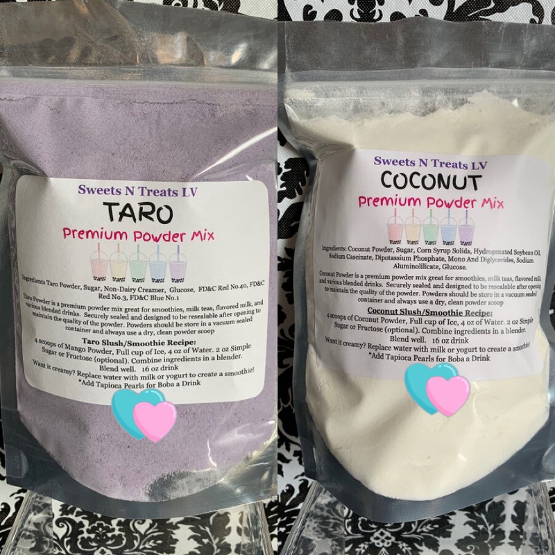 Premium TARO COCONUT Powder Boba Bubble Tea Tapioca Pearl Smoothie Slushy 12 oz