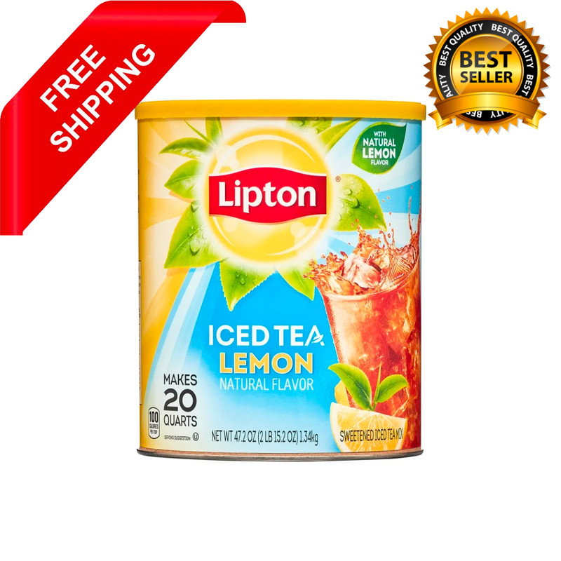 Lipton Iced Tea Mix Black Tea ,Lemon, Caffeinated Sweetened with Real Cane Sugar