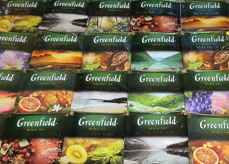 GREENFIELD 24 PYRAMIDS TEA BAG IN a SPECIAL FOIL SACHET SAMPLE PACK 12 FLAVORS