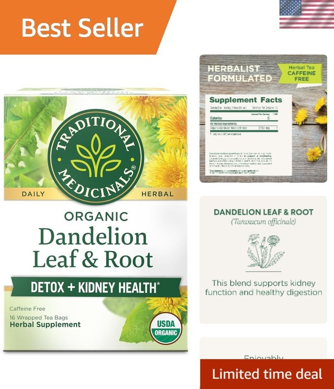Herbal Dandelion Root Tea – 16 Compostable Teabags for Digestive Health