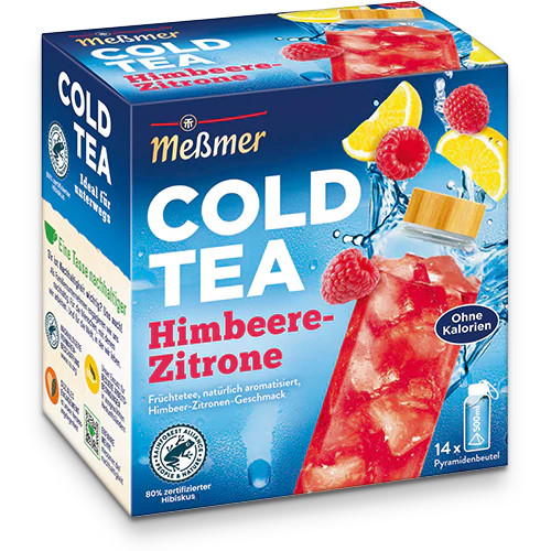 Messmer Cold Tea LEMON RASPBERRY Iced 1 box/Tea 14 pc. Made in Germany FREE SHIP