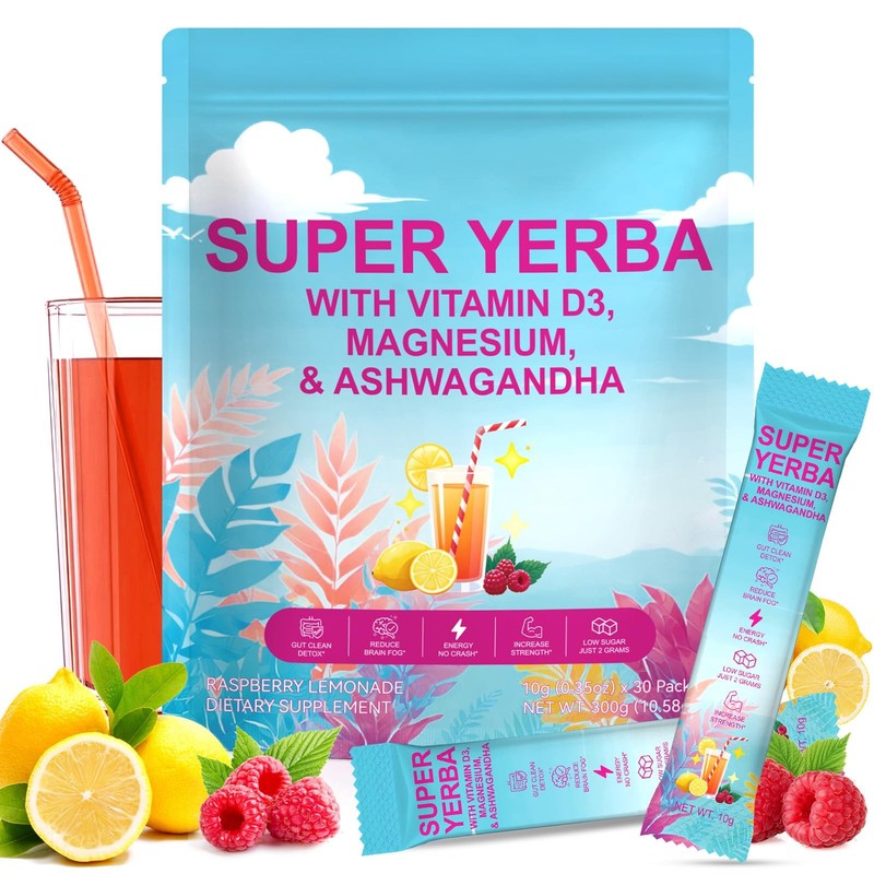 Yerba Mate Tea Instant Powder, Low Sugar, 30 Pack – Triple Vitality Energy Drink