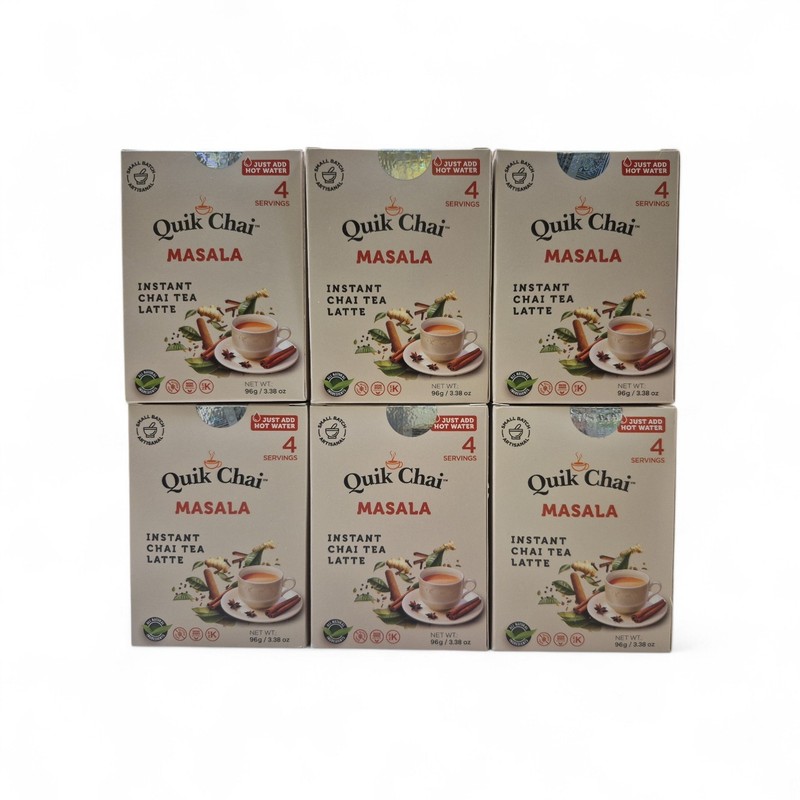 6 Boxes Quik Tea Masala Chai Tea Latte Instant Mix Packets Sealed NEW (24 Packs)