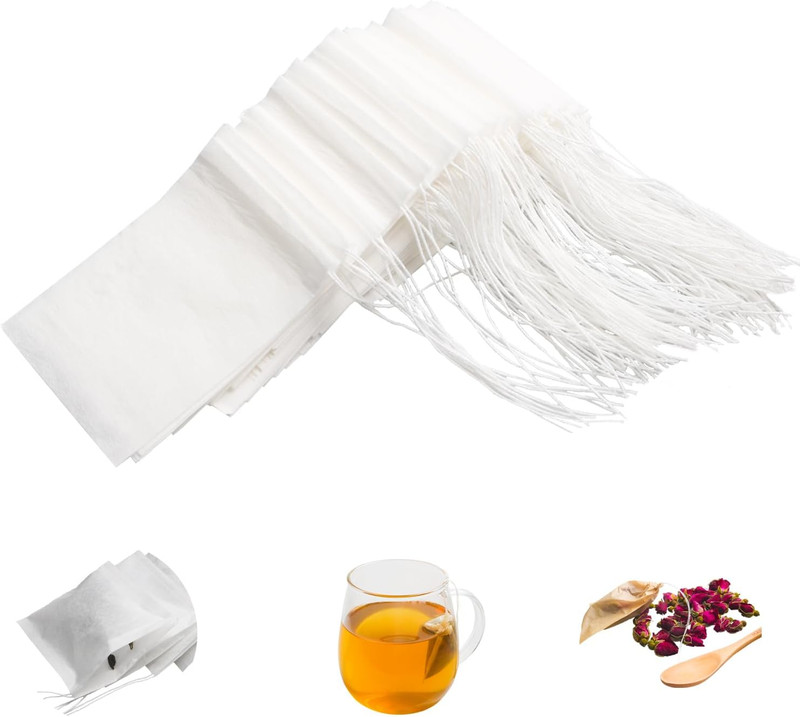 100Pcs Tea Filter Bags for Loose Tea, Small Empty Tea Bags, Natural Wood Pulp