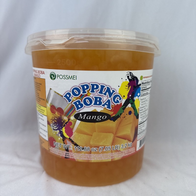 Possmei Mango Popping Pearls For Boba Tea 7.05 Lbs Tub