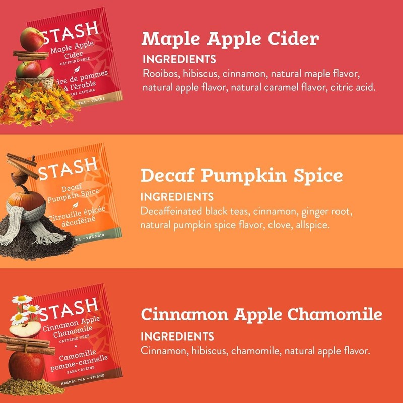 Fall for Autumn: 6 Flavor Tea Sampler with 120 Bags for Satisfying Sips gallery