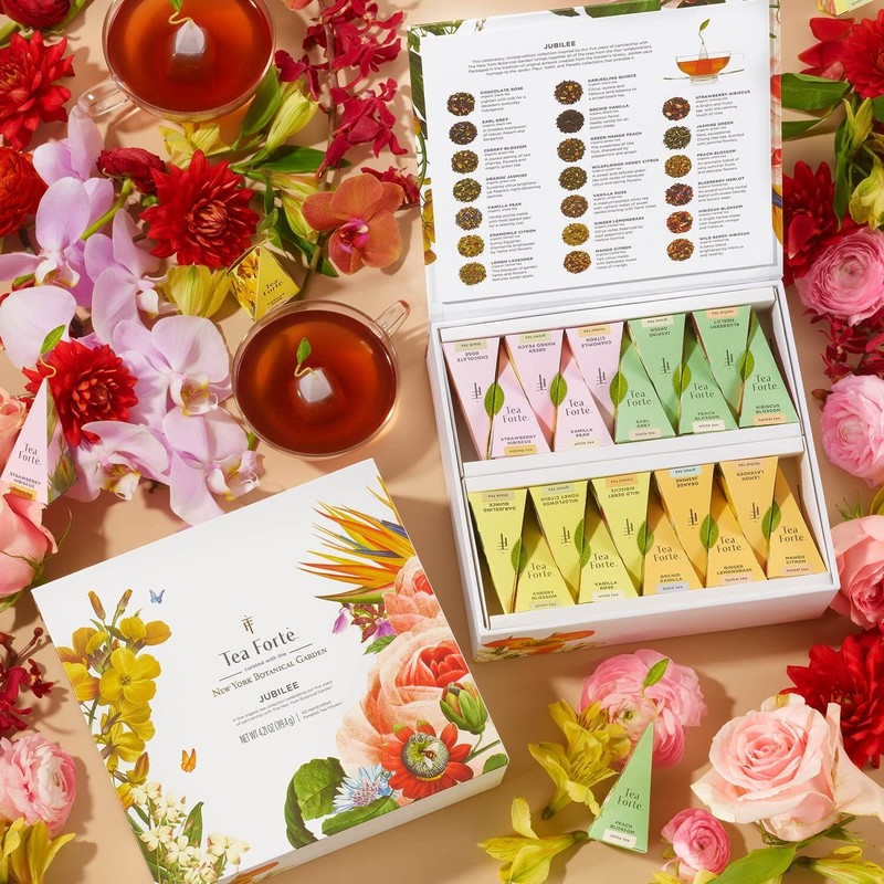 Premium Tea Chest Gift Set - 40 Count Sampler, Individually Wrapped Pyramid Infu gallery