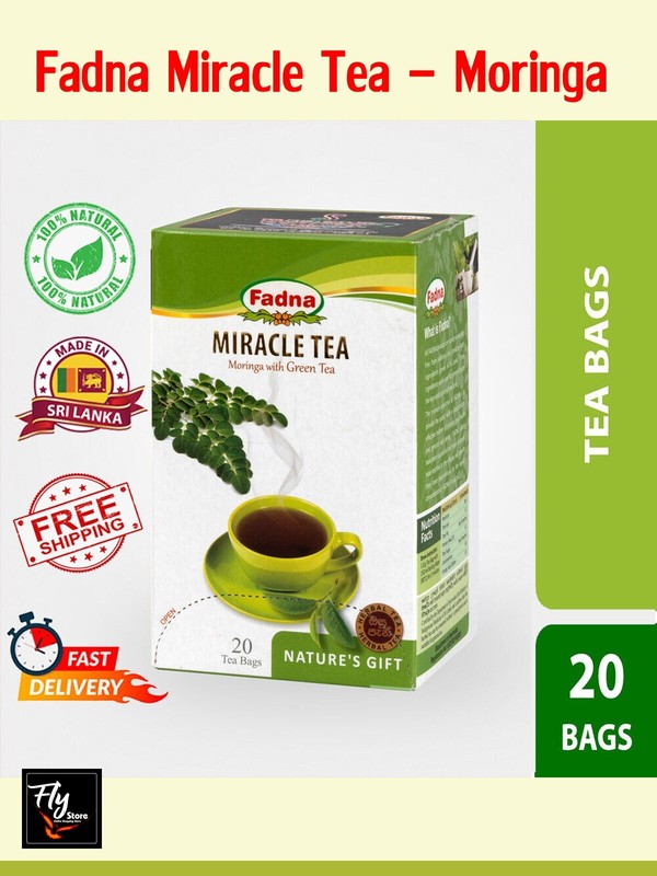 Fadna Miracle Tea Moringa With Green Tea Ceylon Herbal Pure Bags 20 Soursop