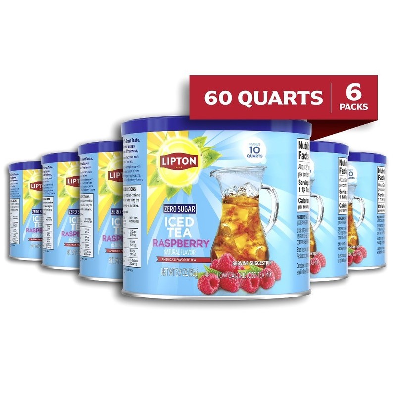 Sugar Free Raspberry Flavored Iced Tea Powder Mix Makes 10 Quarts