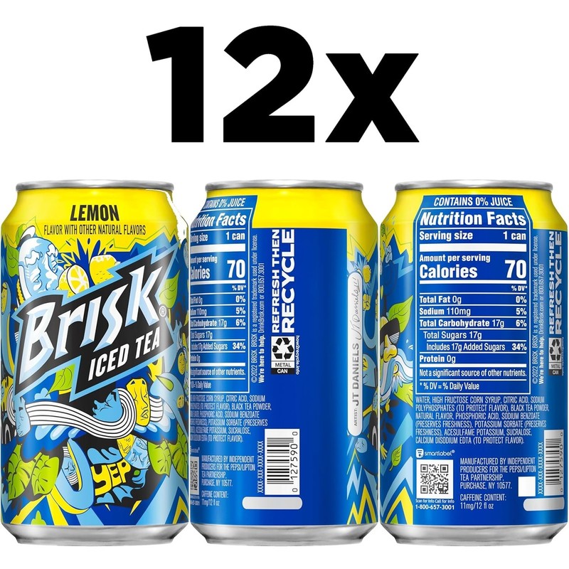 Refreshing Brisk Lemon Iced Tea - Natural Black Tea in 12 Fl Oz Cans gallery