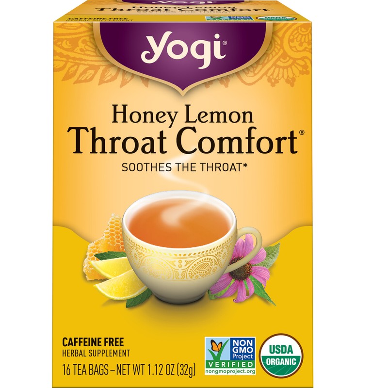 Yogi Tea – Honey Lemon Throat Comfort (4 Pack) Caffeine Free 64 Organic Tea Bags