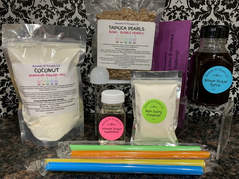 Premium Assorted Powder Boba Bubble Tea Tapioca Pearls Brown Sugar Syrup DIY KIT gallery
