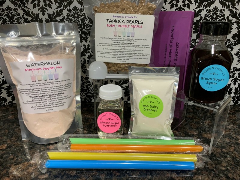 Premium Assorted Powder Boba Bubble Tea Tapioca Pearls Brown Sugar Syrup DIY KIT gallery
